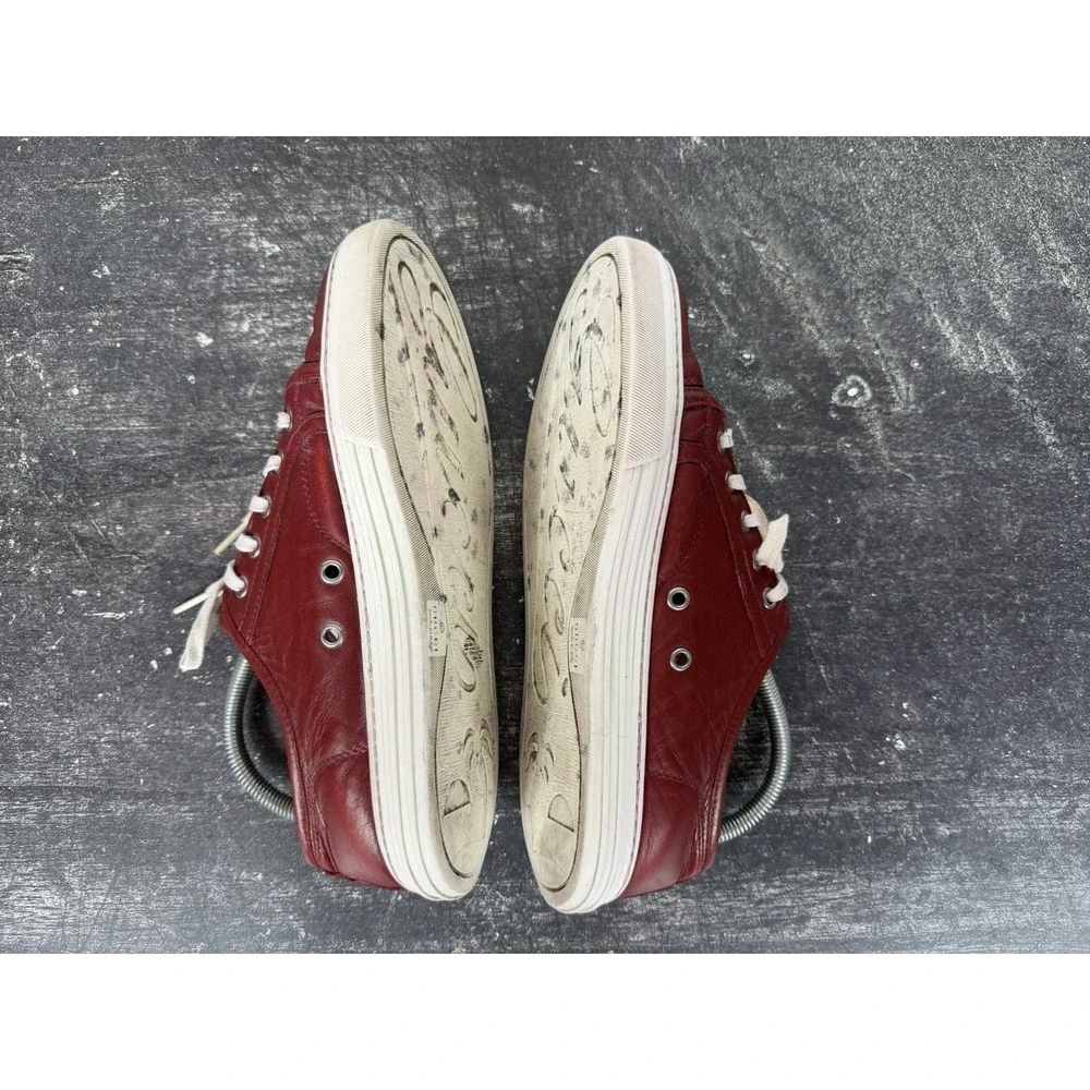 Gucci 423301 Red Smooth Leather Low Top Sneakers Size 5 Fit 6-7 US Read Desc